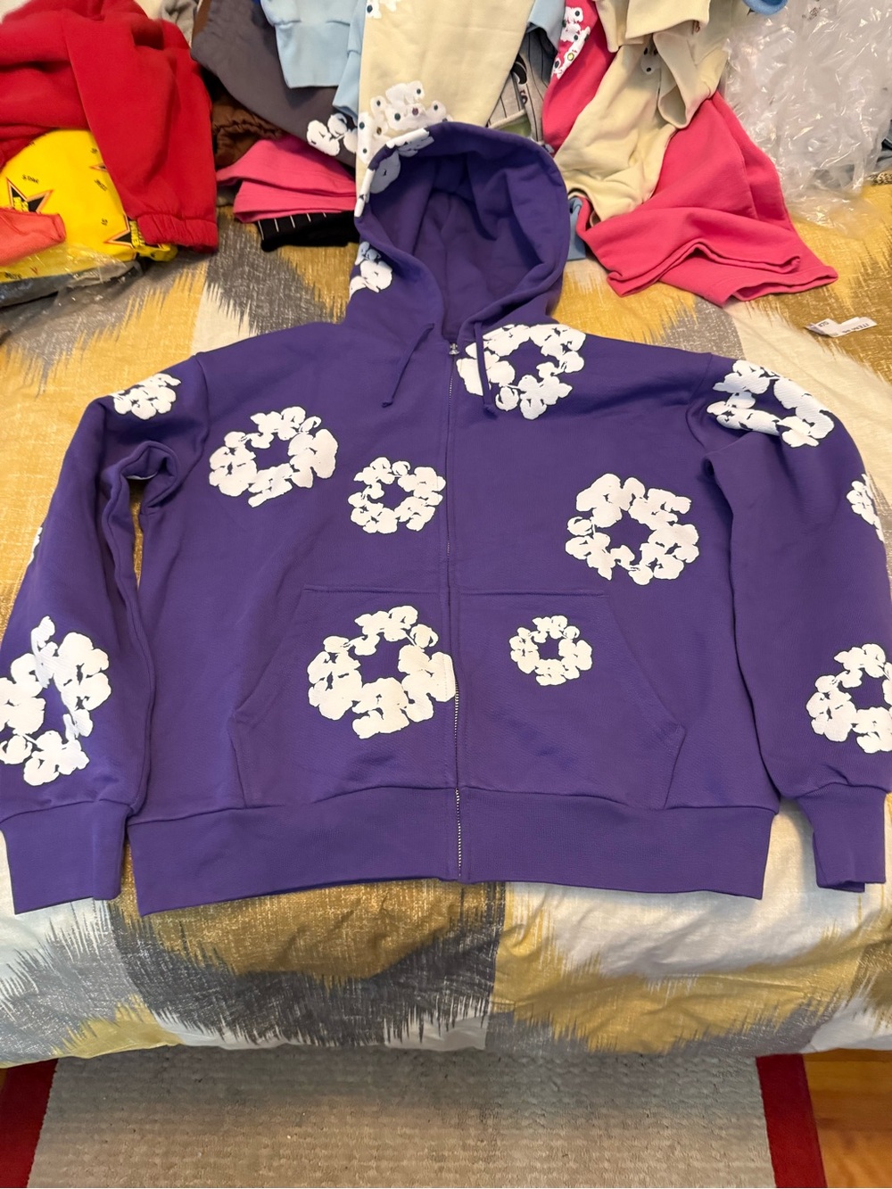 Denim Tears Cotton Wreath Purple Men’s Zip Up Hoodie Size M